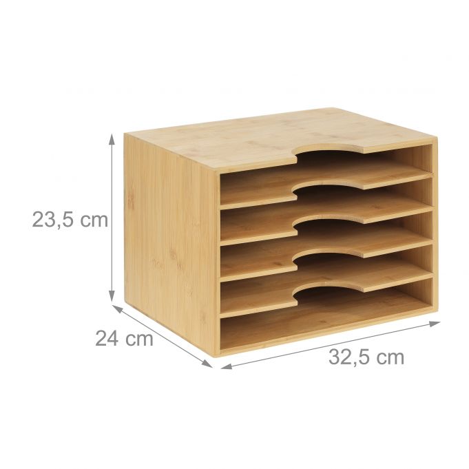 Bambusowa półka na listy z 5 przegrodami - obrazek 3