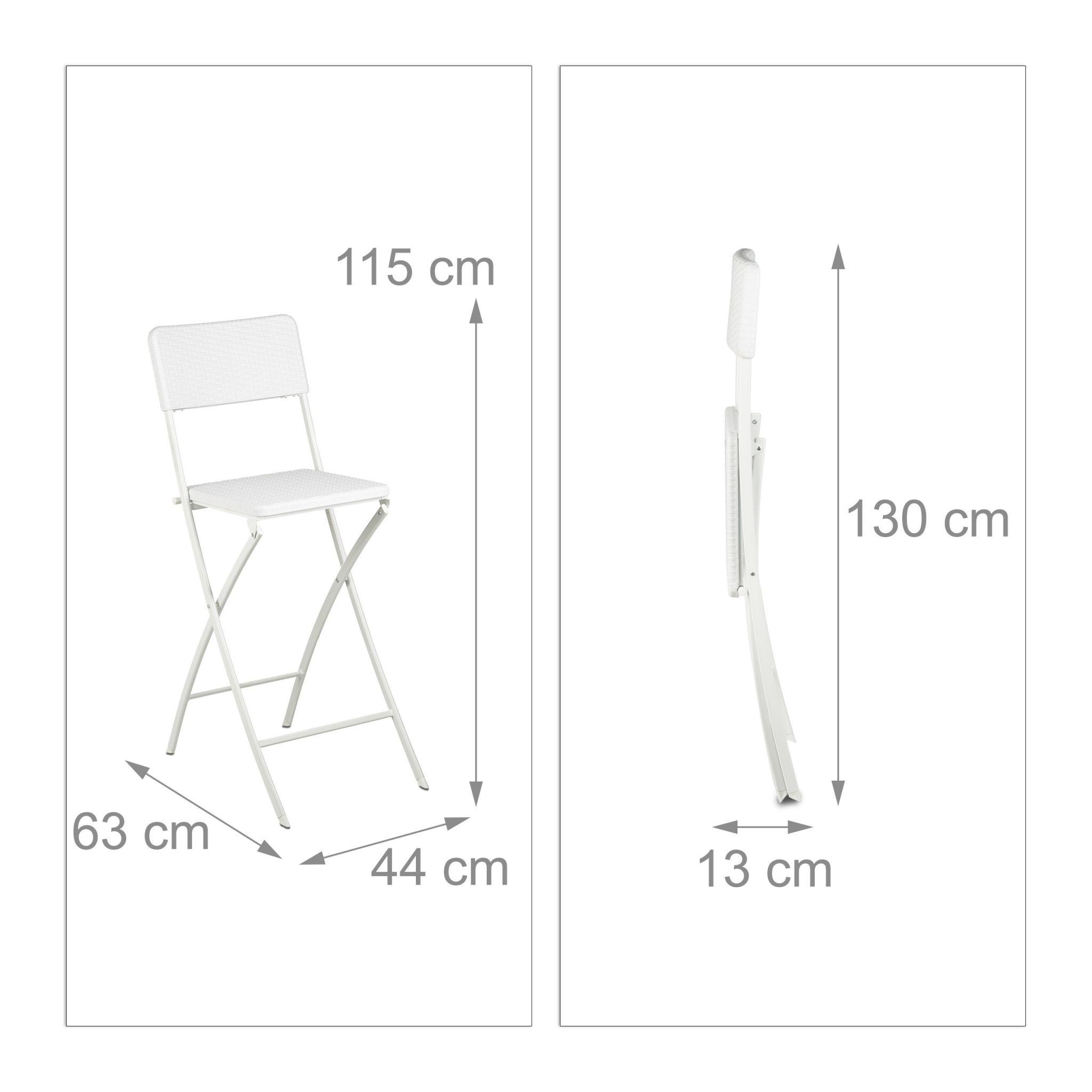 Krzesła barowe ogrodowe Relaxdays tworzywo sztuczne białe - obrazek 2